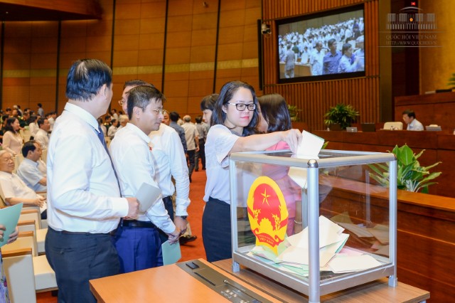 Đại biểu bỏ phiếu bầu Chủ tịch Quốc hội, Phó Chủ tịch Quốc hội, Ủy viên Ủy ban thường vụ Quốc hội. Ảnh: Văn Bình - Cổng TTĐT (2)