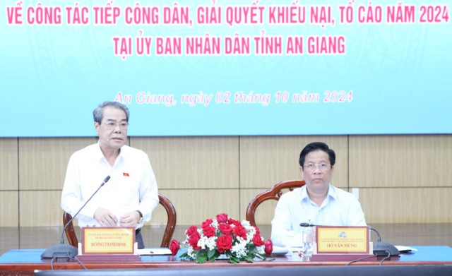 Đoàn giám sát của Ủy ban Thường vụ Quốc hội làm việc với UBND tỉnh An Giang