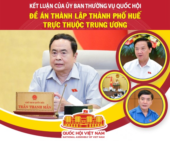 Kết luận của UBTVQH về Đề án thành lập thành phố Huế trực thuộc trung ương và việc sắp xếp đơn vị hành chính cấp huyện, cấp xã của thành phố Huế trực thuộc trung ương giai đoạn 2023 - 2025