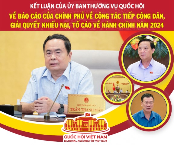 Kết luận của UBTVQH về Báo cáo của Chính phủ về công tác tiếp công dân, giải quyết khiếu nại, tố cáo về hành chính năm 2024