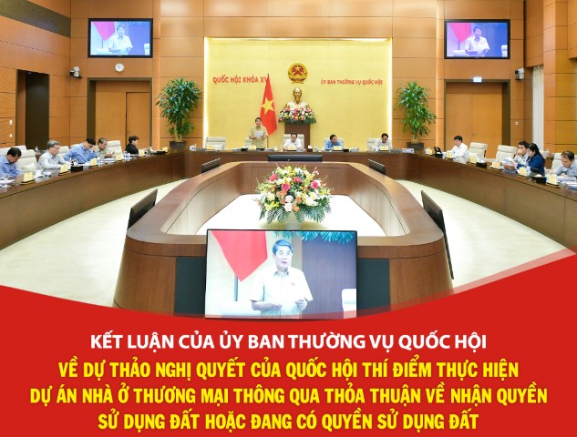 Kết luận của UBTVQH về dự thảo Nghị quyết của Quốc hội thí điểm thực hiện dự án nhà ở thương mại thông qua thỏa thuận về nhận quyền sử dụng đất hoặc đang có quyền sử dụng đất