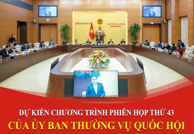 Dự kiến chương trình phiên họp thứ 43 (tháng 03/2025) của Ủy ban Thường vụ Quốc hội