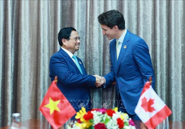 Thủ tướng Phạm Minh Chính gặp Thủ tướng Canada Justin Trudeau