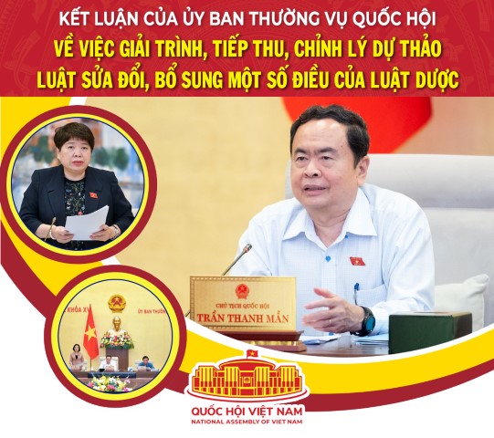 KẾT LUẬN CỦA UBTVQH VỀ VIỆC GIẢI TRÌNH, TIẾP THU, CHỈNH LÝ DỰ THẢO LUẬT SỬA ĐỔI, BỔ SUNG MỘT SỐ ĐIỀU CỦA LUẬT DƯỢC