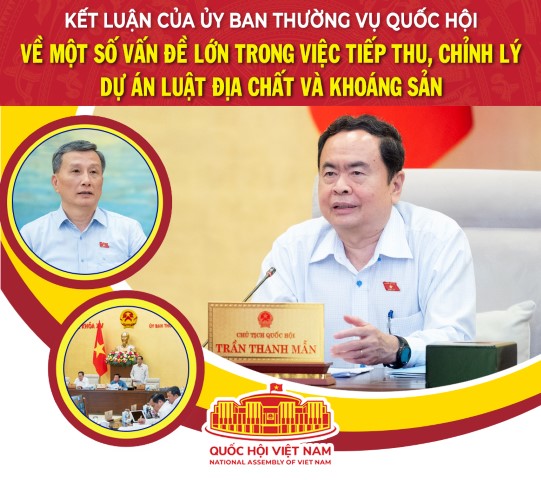 KẾT LUẬN CỦA ỦY BAN THƯỜNG VỤ QUỐC HỘI VỀ MỘT SỐ VẤN ĐỀ LỚN TRONG VIỆC TIẾP THU, CHỈNH LÝ DỰ ÁN LUẬT ĐỊA CHẤT VÀ KHOÁNG SẢN