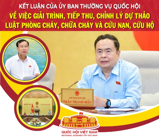 Kết luận của UBTVQH về việc giải trình, tiếp thu, chỉnh lý dự thảo Luật Phòng cháy, chữa cháy và cứu nạn, cứu hộ