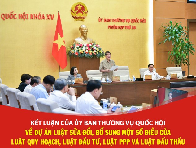 Kết luận của UBTVQH về dự án Luật sửa đổi, bổ sung một số điều của Luật Quy hoạch, Luật Đầu tư, Luật PPP và Luật Đấu thầu