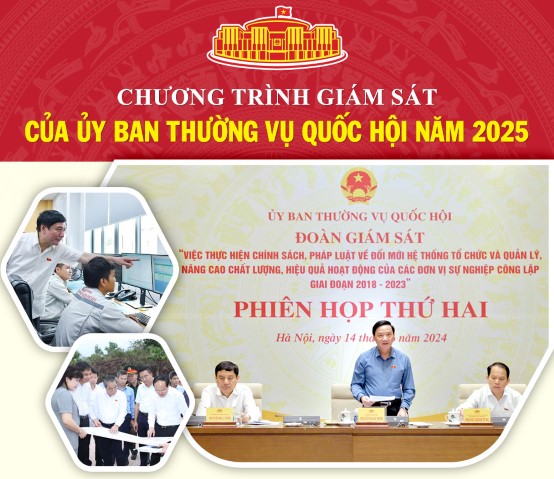 CHƯƠNG TRÌNH GIÁM SÁT CỦA ỦY BAN THƯỜNG VỤ QUỐC HỘI NĂM 2025