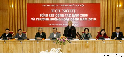 Chủ tịch QH Nguyễn Phú Trọng dự Hội nghị tổng kết công tác năm 2009 của Đoàn ĐBQH TP Hà Nội