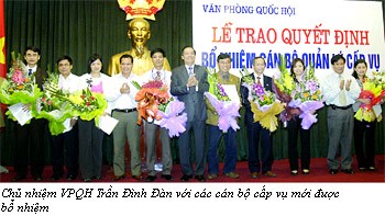 Văn phòng Quốc hội trao quyết định bổ nhiệm cán bộ lãnh đạo cấp vụ