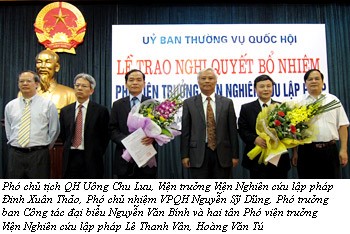 Phó chủ tịch QH Uông Chu Lưu dự Lễ trao Nghị quyết bổ nhiệm Phó viện trưởng Viện Nghiên cứu lập pháp