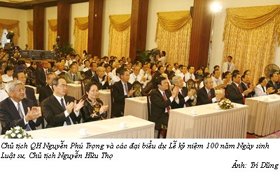 Chủ tịch QH Nguyễn Phú Trọng dự Lễ kỷ niệm 100 năm Ngày sinh Luật sư, Chủ tịch Nguyễn Hữu Thọ