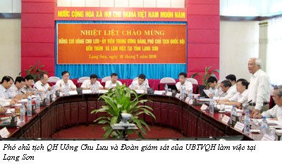 Phó chủ tịch QH Uông Chu Lưu làm việc tại Lạng Sơn