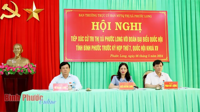 ĐOÀN ĐBQH TỈNH BÌNH PHƯỚC TIẾP XÚC CỬ TRI THỊ XÃ PHƯỚC LONG VÀ HUYỆN BÙ ĐỐP